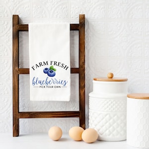 Blueberry Kitchen Hand Towel, Flour Sack Towel, Farmhouse Kitchen Decor, Tea Towel Blueberries, Fruit Lover Gift, Blueberry Kitchen Decor