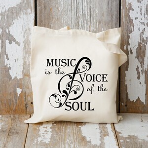 Music Teacher Bag, Music Teacher Gift, Custom Band Director Gift, Music Tote Bag, Lesson Bag, Book Tote Bag, Music Is The Voice, Grocery Bag