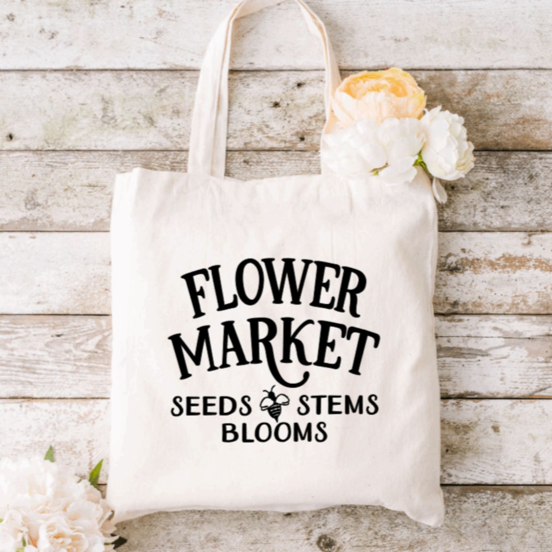 Flower Market Tote Bag, Farmers Market Tote Bag, Fresh Flowers Tote