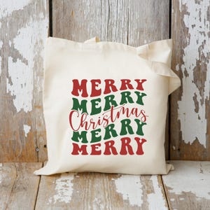 Christmas Tote Bag, Xmas Canvas Bag for Family Gifts, Festive Cotton Tote for Holiday Present Giving, Perfect Holiday Gift Bag for Everyone