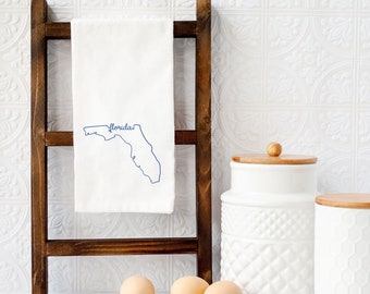 State Florida Tea Towel, Florida Home State Tea Towel, Florida Home Decor, Florida Gifts, Flour Sack Towel, Farmhouse Decor, Cottage Kitchen