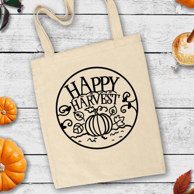 Pumpkin tote bag Kids farm market tote bag Happy harvest fall tote bag for kids Harvest tote Canvas tote bag Kids fall harvest tote bag
