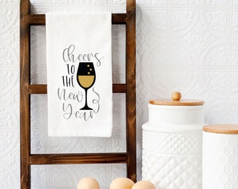 Holiday Kitchen Towel, Cheers To The New Year, New Years Home Decor, Festive Kitchen Decor, New Years Eve Decor, New Years Party Gift