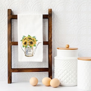 Hello Summer Tea Towel, Sunflower Kitchen Towel, Country Home Kitchen Towel, Farmhouse Kitchen Towel, Summer Kitchen Decor, Cottage Kitchen