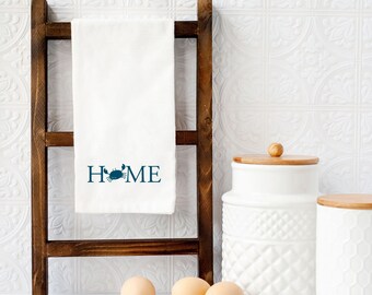Crab Kitchen Towel, Nautical Home Kitchen, Cottage Home Decor, Coastal Home Tea Towel, Flour Sack Towel, Hostess Gift, New Home Gift
