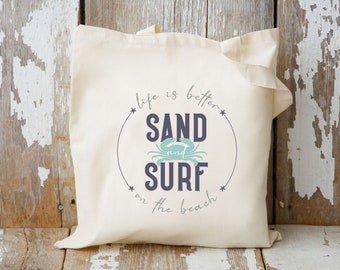 La vie est meilleure à la plage Sac, Sac fourre-tout d'été, Sac fourre-tout de plage, Sac de vacances à la plage, Cabas de vacances, Sac fourre-tout pour les amoureux de la plage, Sac fourre-tout en toile