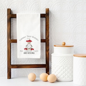 Cherry Tree Bakery Kitchen Towel, Kitchen Hanging Towel, Cherry Kitchen Towel, Summer Kitchen Decor, Farmhouse Dish Towel, Hostess Gift