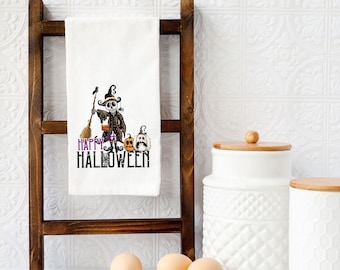 Halloween Tea Towel, Skull Halloween Decor, Happy Halloween Witch Towel, Halloween Kitchen Decor, Halloween Essentials, Halloween Gift