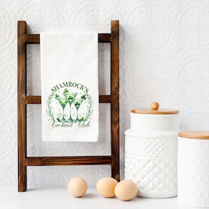 St Patricks Day Kitchen Towel, Irish Dish Towel with Shamrocks, Great for Bar Use or as Fun Decor Gift, Irish Gifts for Home and Cocktails