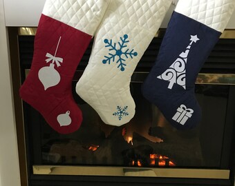 Christmas Stockings Personalized, Family Stocking, Classic Christmas Stockings, Quilted Handmade Stockings, Christmas Gift, Holiday Decor