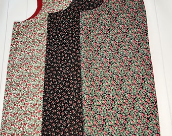 Handmade Adult Bib, Cherry Fabric Dignity Bib With Hook and Loop Closure, Washable Adult Clothing Protector