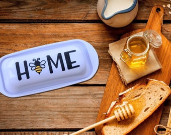 Honey Bee Butter Dish - Plastic Bumble Bee Dish - Honey Butter Dish - Bumblee Bee Butter Dish - Bee Butter Dish -Spring Summer Butter Dish