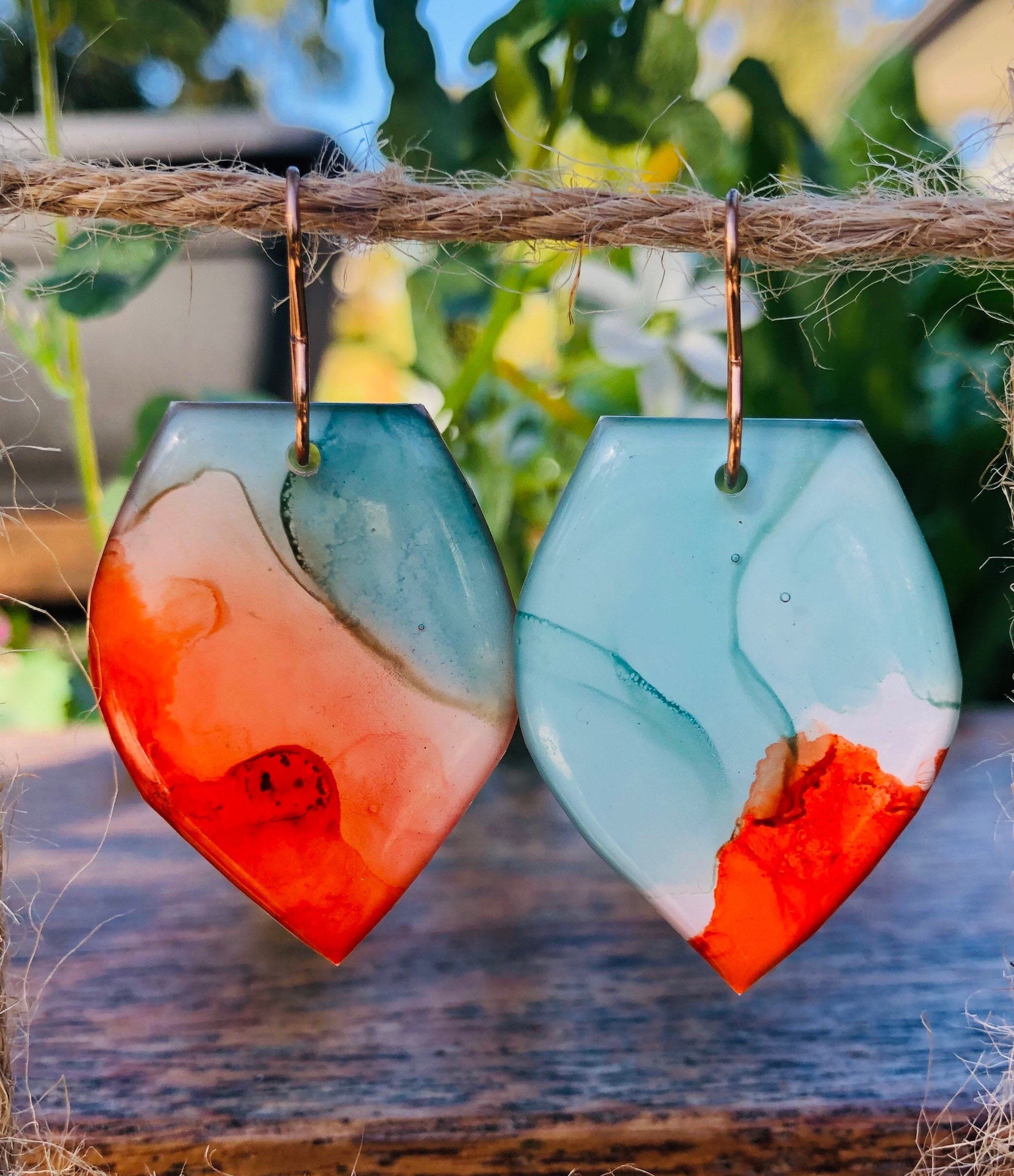 Alcohol ink earrings Yupo resin Etsy