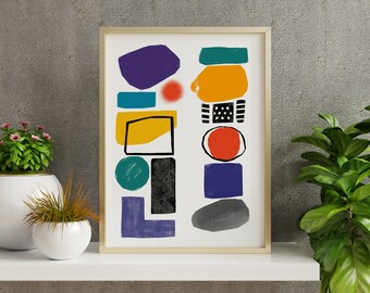 Colorful Bold Abstract Shape Totem Printed on Epson Hot Press Bright Fine Art Paper
