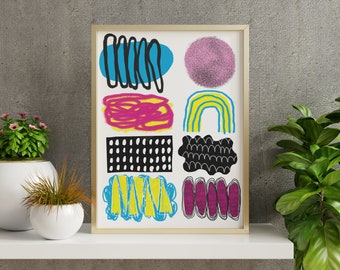 Colorful Abstract Textured Shape Totem Printed on Epson Hot Press Bright Fine Art Paper 8.5x11 digital print