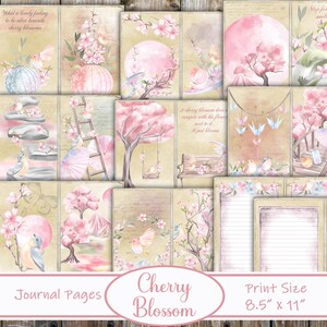 Pu&ograve; includere: Un set di 12 pagine di diario stampabili con illustrazioni ad acquerello di fiori di ciliegio, uccelli ed elementi di ispirazione giapponese. Le pagine sono progettate per l'uso in un diario o album e misurano 21,6 cm per 27,9 cm.