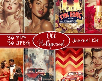 Old Hollywood Junk Journal Kit Printable, Vintage Film Ephemera, Glamorous Movie Star Pages, Digital Download