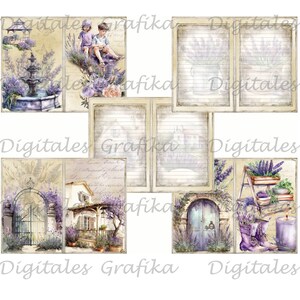 Lavender Farm Junk Journal Kit, Digital, Printable, Download
