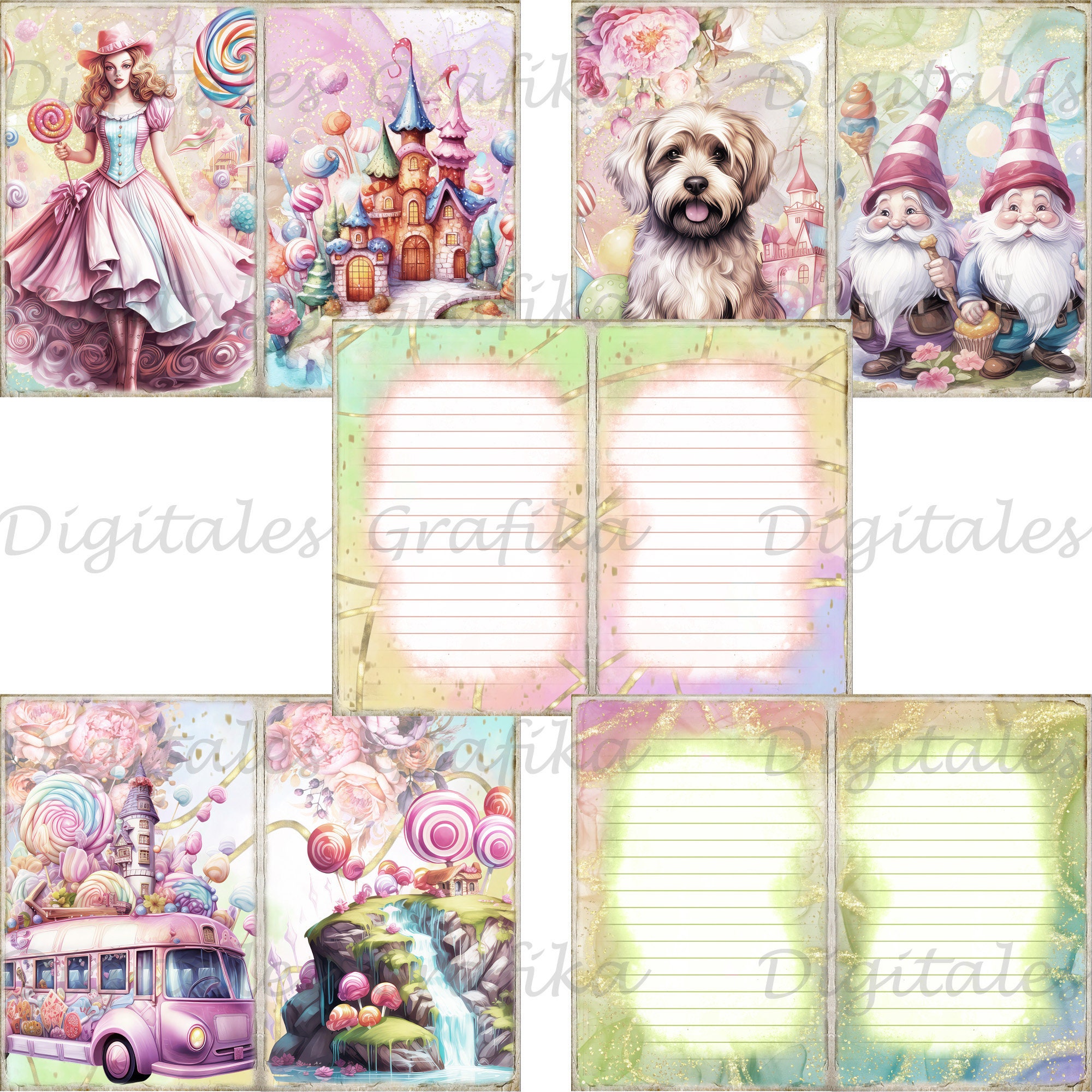 Candy Land Junk Journal Kit Printable, Sweet Treats Ephemera, Colorful ...