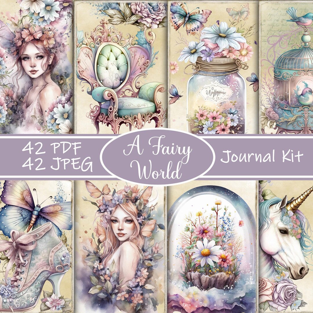 Fairy World Junk Journal Kit: Printable Ephemera, Scrapbook Pages ...