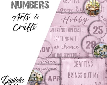 ARTS and CRAFTS WORDS and Numbers, Crafting Quotes, Journal Words, Journal Numbers, Printable, Crafts and Hobbies Scrapbook Words