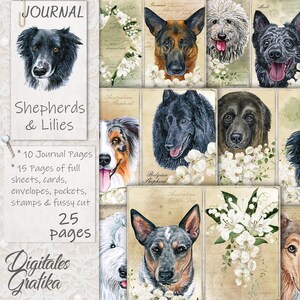 Trousse de JOURNAL DES BERGERS ET DES LYS | Journal du chien | Pages | Enveloppes | Papier | Télécharger | Imprimable | Chiot | Chiens | Fleurs