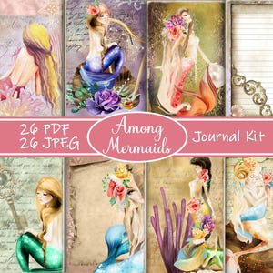 Kit de journal indésirable sirène, thème océan à imprimer, éphémères numériques sous la mer, pages de scrapbooking fée de la mer, téléchargement immédiat