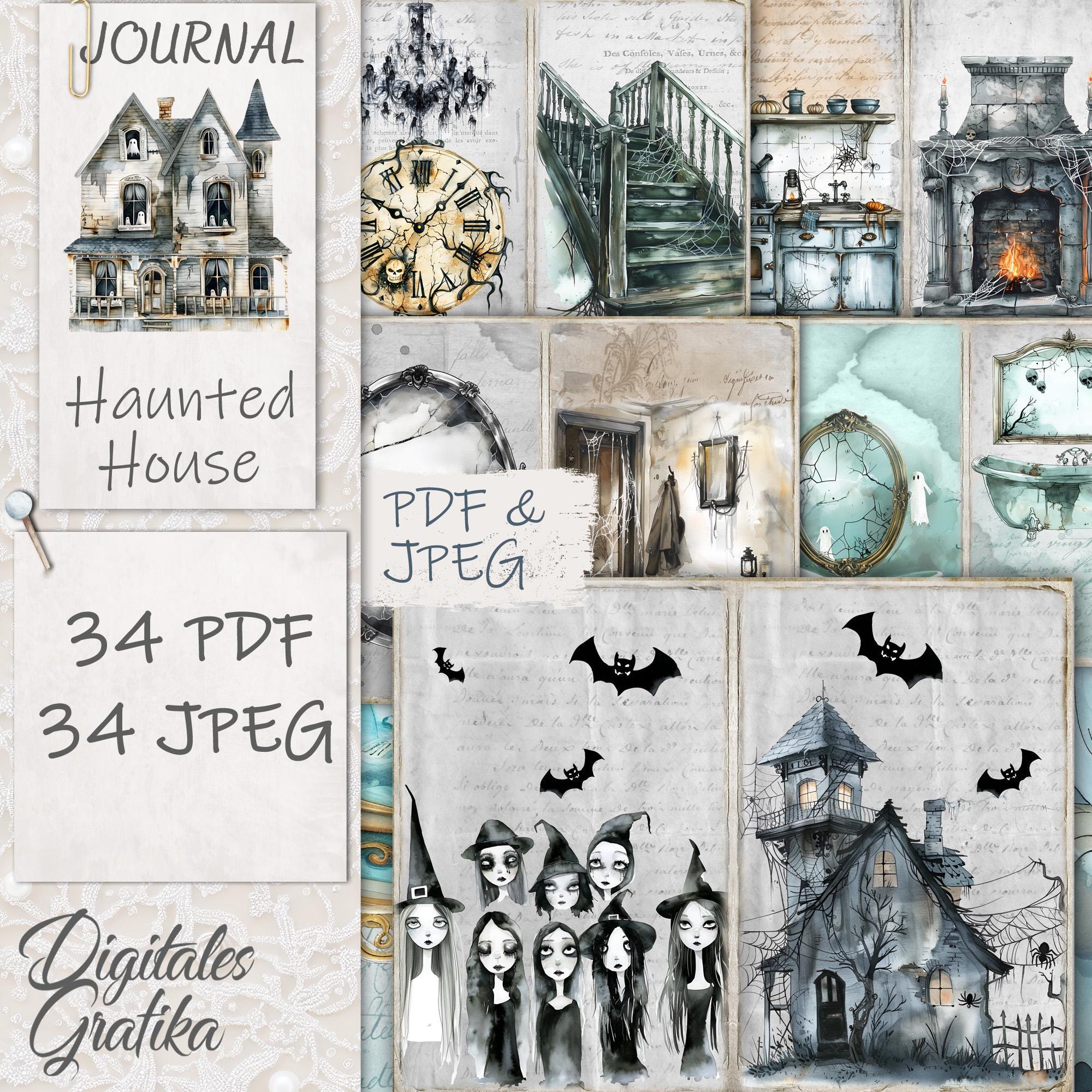 Haunted House Junk Journal Kit: Halloween Printable Pages (PDF/JPEG) - Etsy