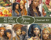 African Women Junk Journal Kit: Printable Floral Scrapbook (PDF & JPEG)