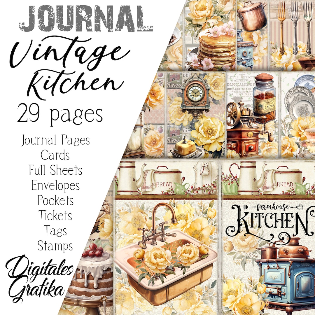 Vintage Kitchen Junk Journal Kit Printable, Retro Cooking Ephemera ...