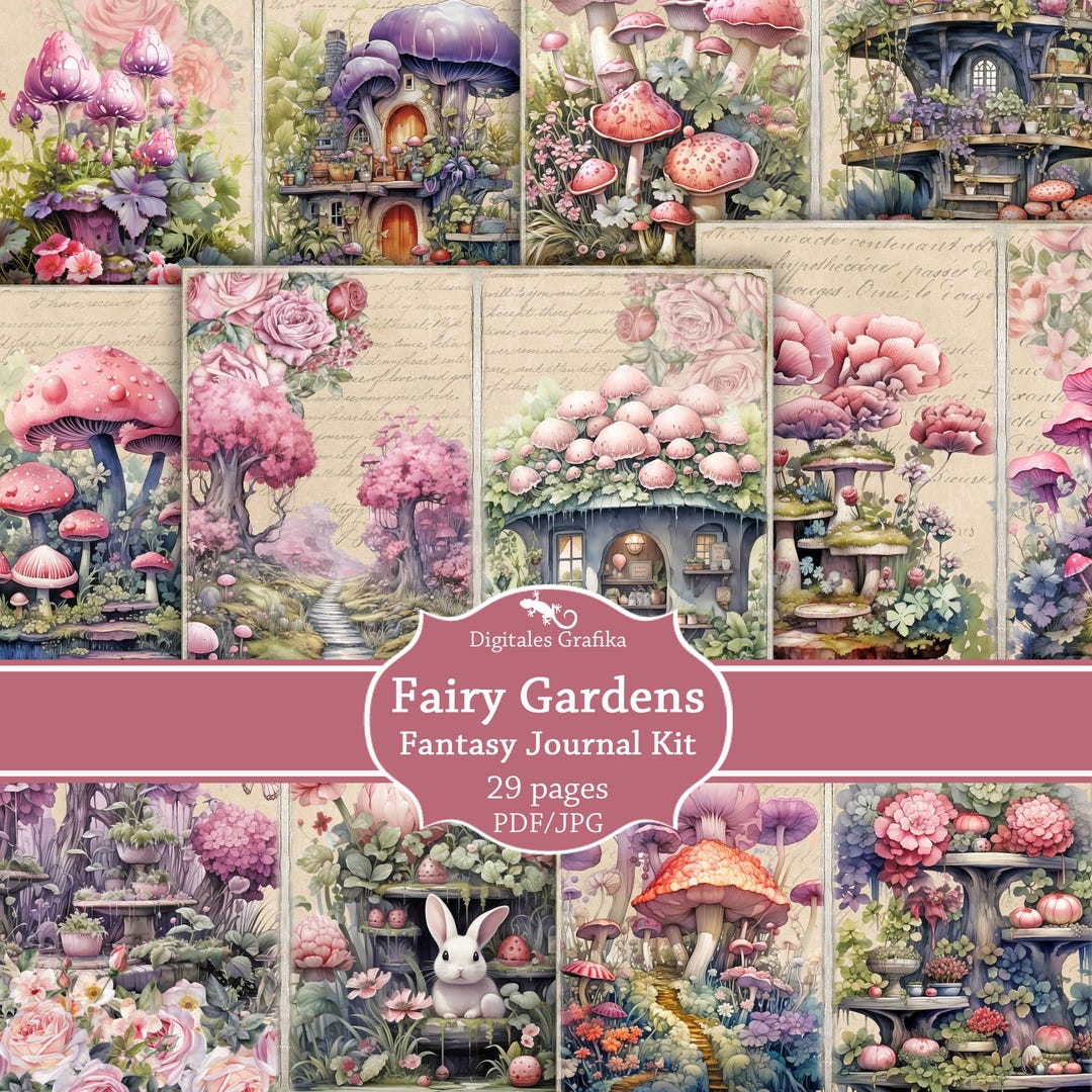 Fairy Gardens Junk Journal Kit Printable, Whimsical Fairy Ephemera ...