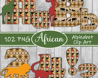 May include: 102 PNG African Alphabet Clip Art.  A set of colorful alphabet letters and numbers with an African tribal pattern.  The letters are in uppercase and the numbers are in lowercase.  The letters and numbers are surrounded by a black border.