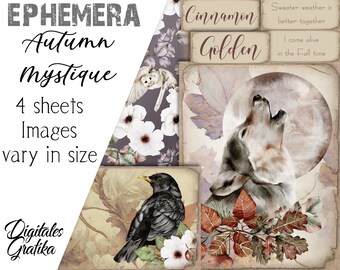 Autumn Ephemera Cards: Junk Journal Printable (Digital Download)