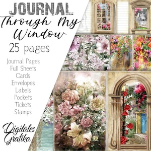 Kit de journal numérique à travers ma fenêtre | Journal des déchets de jardin | Pages | Enveloppes | Papier | Télécharger | Imprimable | Fleur | Plantes