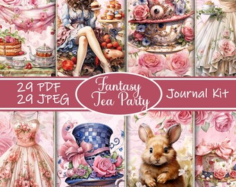 Kit de diario basura para una fiesta de té de fantasía: Efímeras imprimibles (PDF/JPEG)