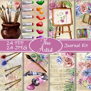 The Artist Junk Journal Kit - Malerei & Kunst druckbare Seiten, kreative Ephemera, Digital Art Journal Kit, künstlerisches Scrapbook Kit