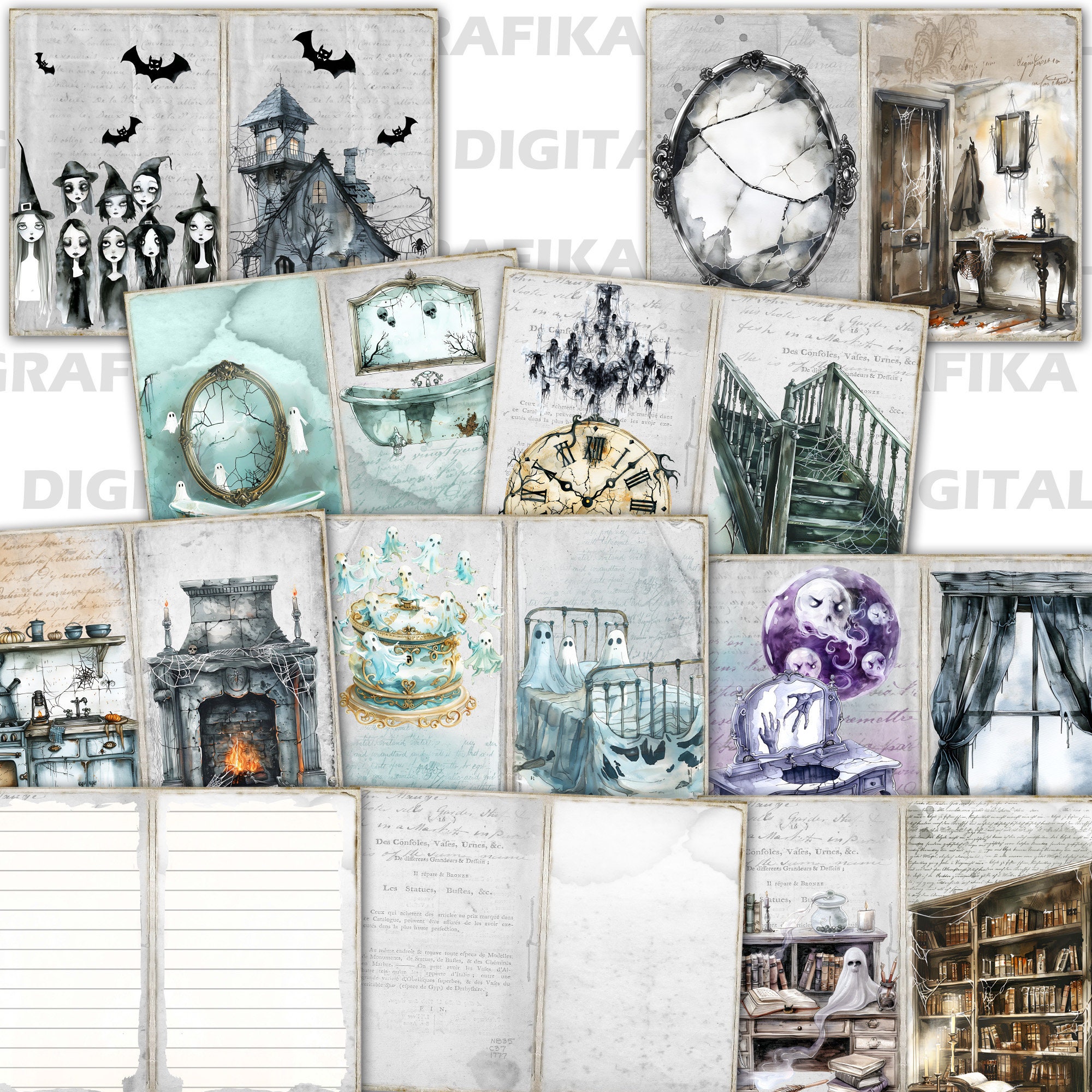 Haunted House Junk Journal Kit: Halloween Printable Pages (PDF/JPEG) - Etsy