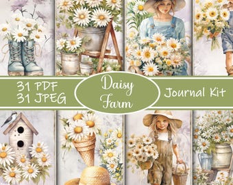 Kit Daisy Farm Junk Journal: Effimere floreali vintage (download digitale)