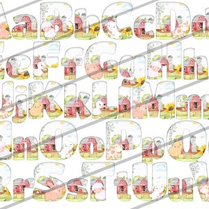 FARM Alphabet Clip Art, Instant Download, Printable Alphabet, Farm