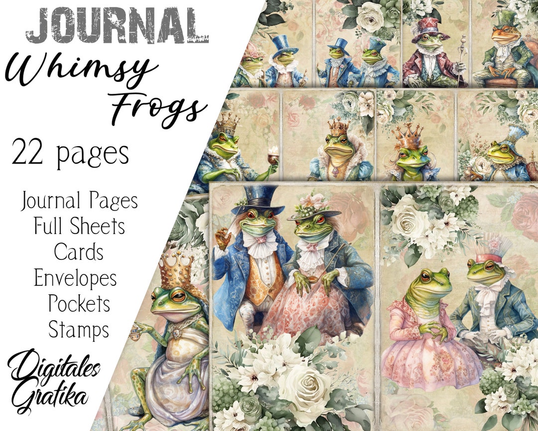 WHIMSY FROGS JOURNAL Kit Animal Journal Flowers Funny Frogs Etsy