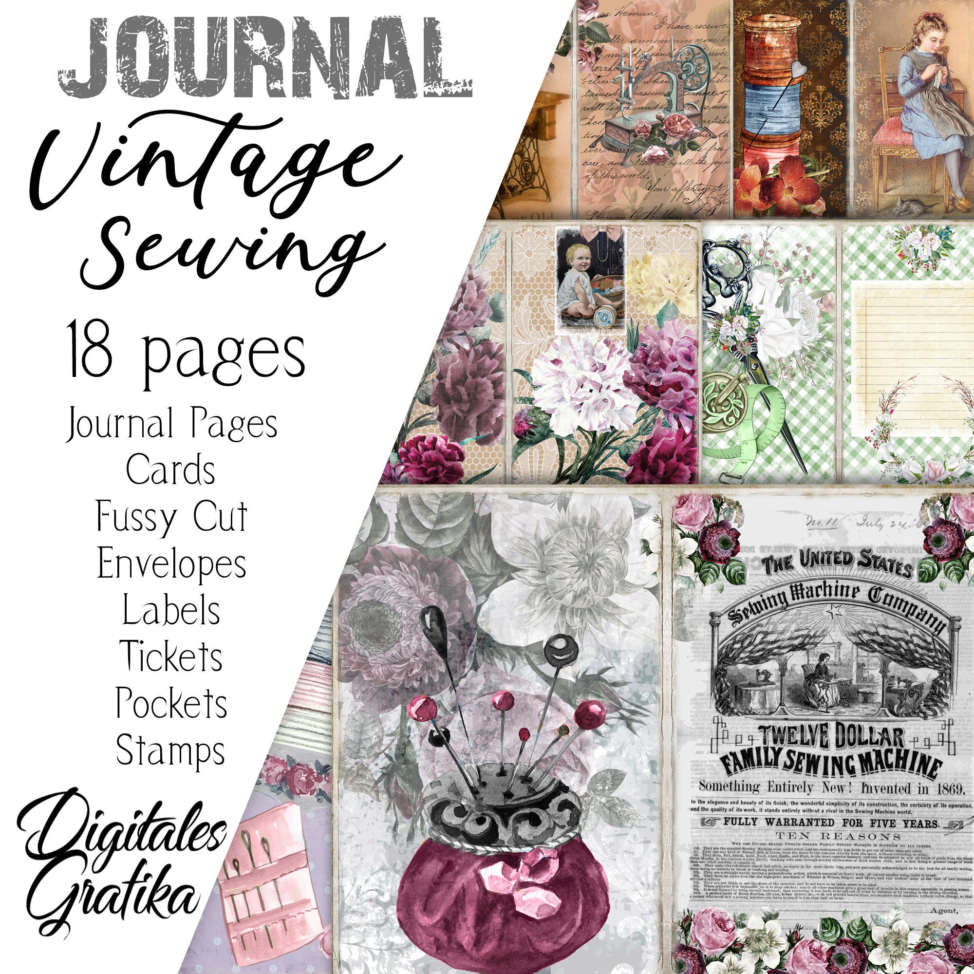 Embroidery Journal Kit Junk Journal Pages DIY Needlework Book