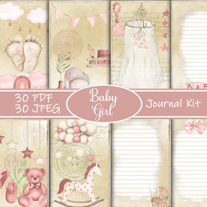 Baby Girl Pink Junk Journal Kit, Boho Baby Journal, Rosa Baby Journal, Babyparty, Pastell Baby Sammelalbum, DIY Baby Journal, Neugeborenen Journal