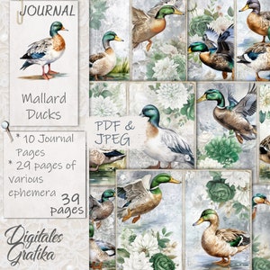 Kit de journal indésirable pour les canards colverts, journal pour les oiseaux, pages de journal, feuille complète, fleurs, imprimable, journal pour les déchets de canard