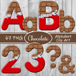 Chocolate Alphabet Clip Art, Instant Download, Printable Alphabet, Chocolate Alphabet, Chocolate Letters, Chocolate Numbers