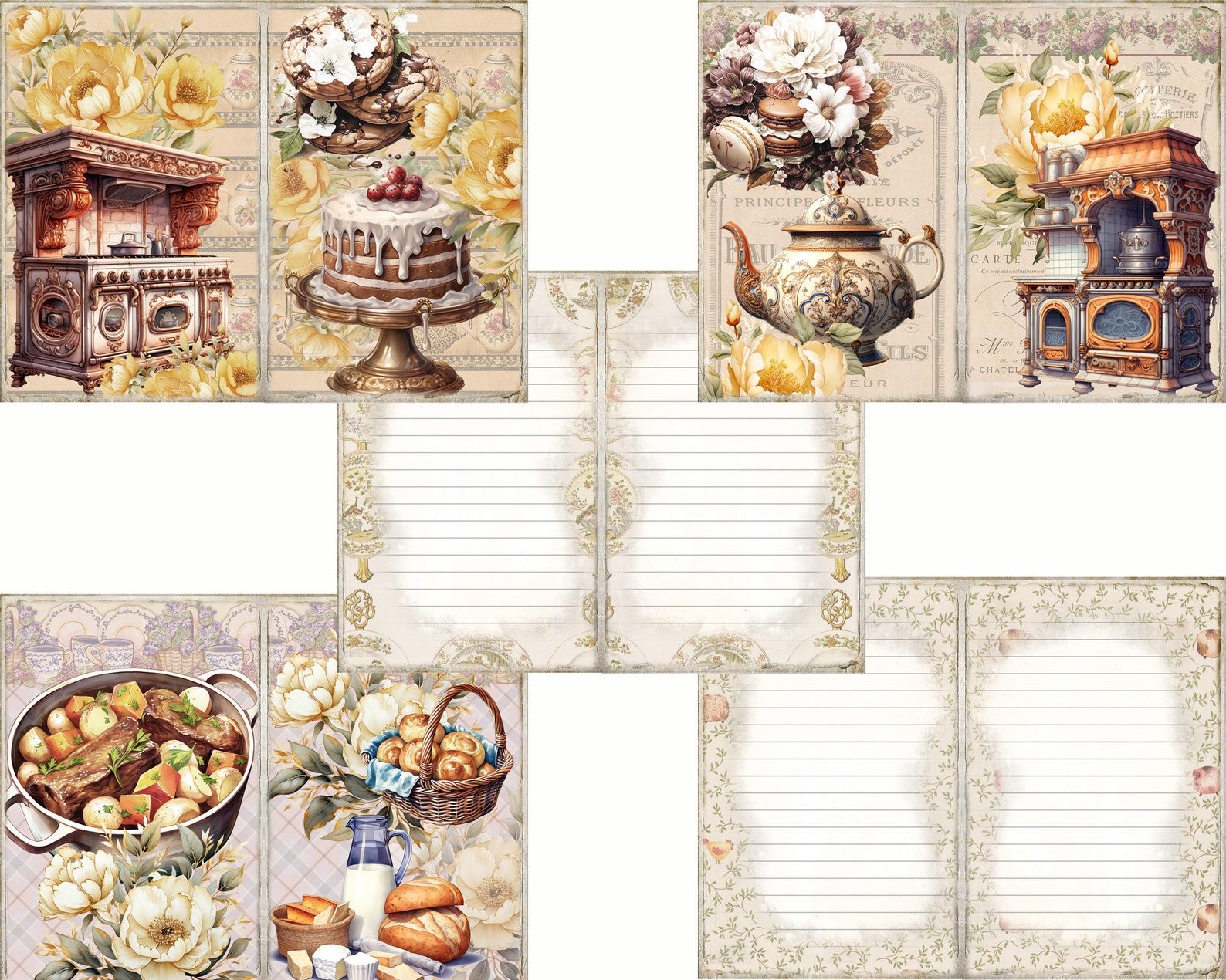 Vintage Kitchen Junk Journal Kit Printable, Retro Cooking Ephemera ...