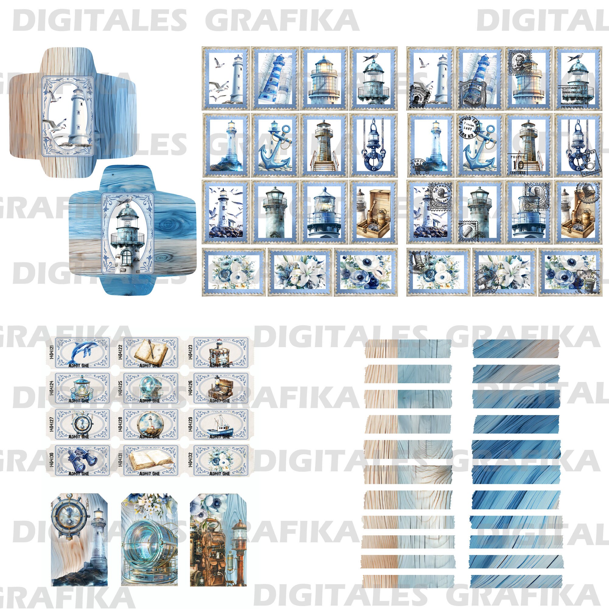 Lighthouse Junk Journal Kit: Coastal Ephemera, Printable Pages (digital ...