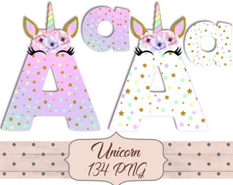 unicorn alphabet art etsy