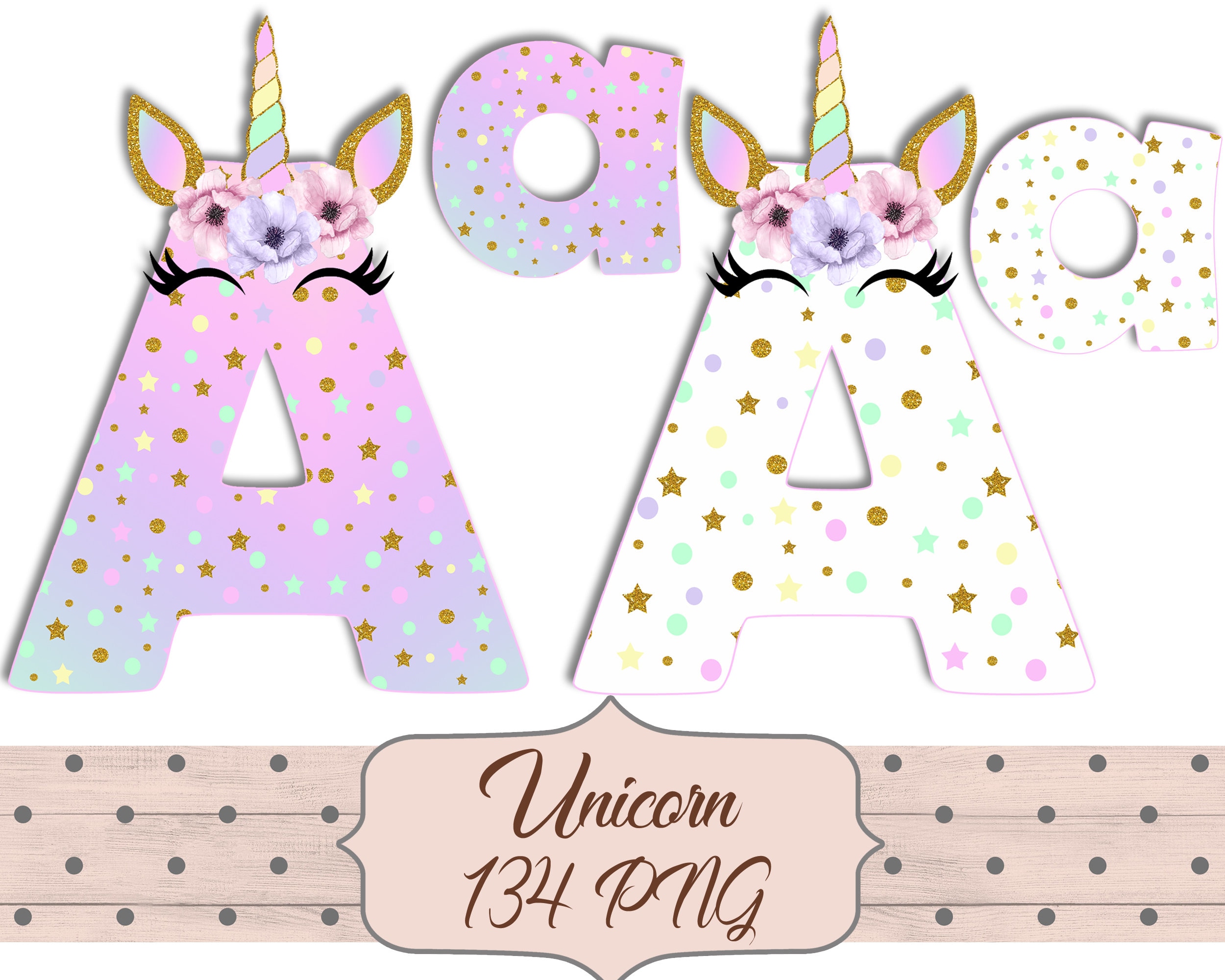 unicorn alphabet clip art instant download printable etsy