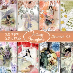 Vintage Fairytale Junk Journal Kit, Storybook Printable Pages, Fantasy Ephemera, Digital Fairy Tale Journal, Whimsical Scrapbook