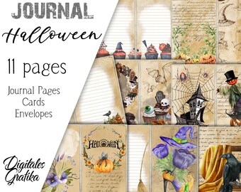 DIGITAL Halloween Junk Journal Printable Pages Halloween - Etsy